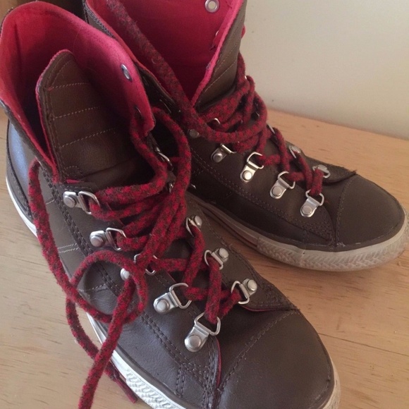 Converse Leather Brown Hiker Sneakers Hi Top 7 - Picture 2 of 8